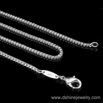 Mens Sterling Silver Box Chain Necklace 925 Silver Plating